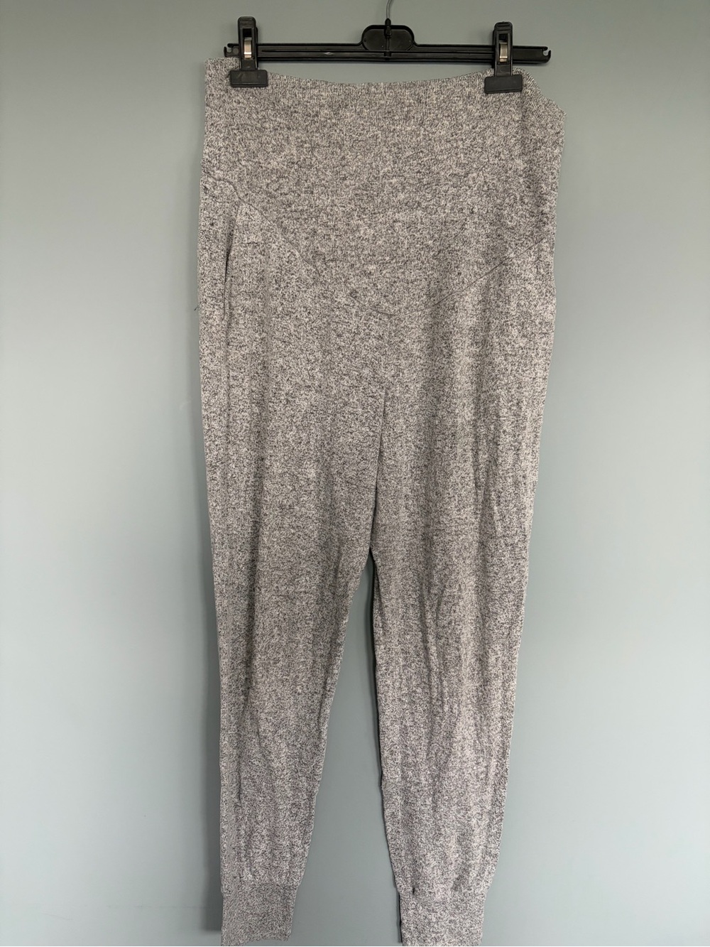 High-Waist Gray Knit Jogger Pants Maternity